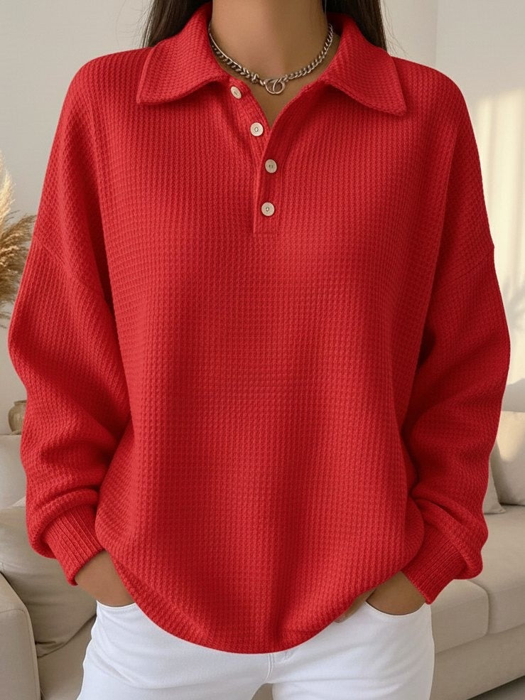 Ava - Soft Knit Polo Sweater