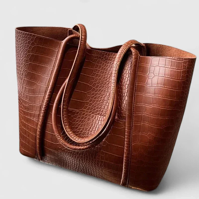 Betina - Crocodile-Embossed Leather Shoulder Bag