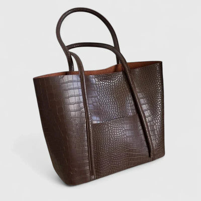 Betina - Crocodile-Embossed Leather Shoulder Bag